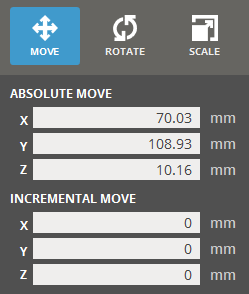 Interactive transform panel