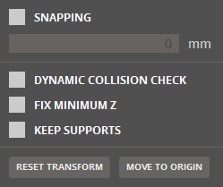 Interactive transform panel