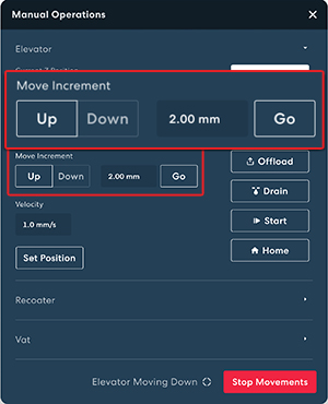 PSLA 270 Set Print Platform Start Position