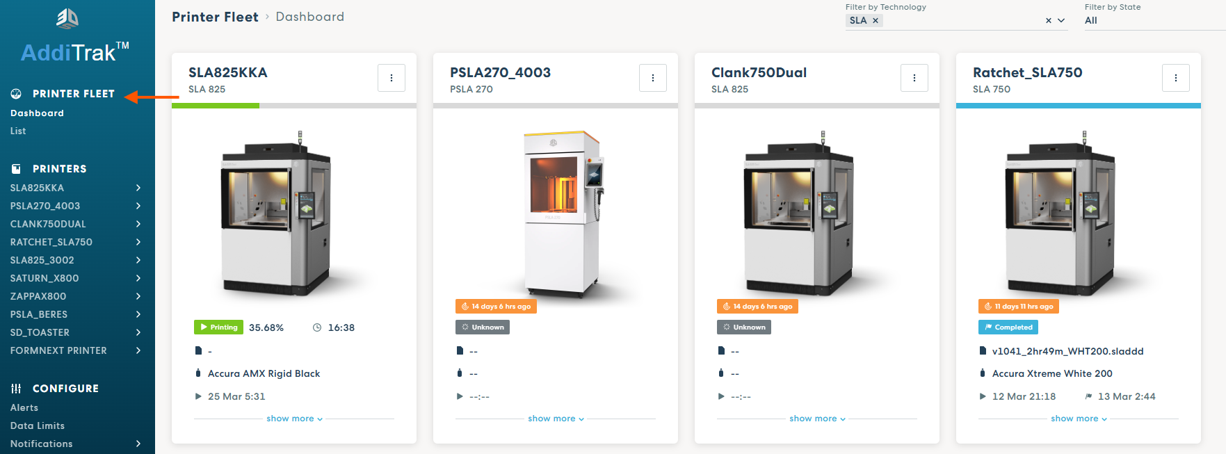 AddiTrak Printer Fleet