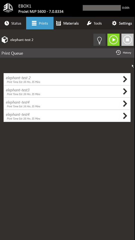 ProJet MJP 5600 Delete A Job