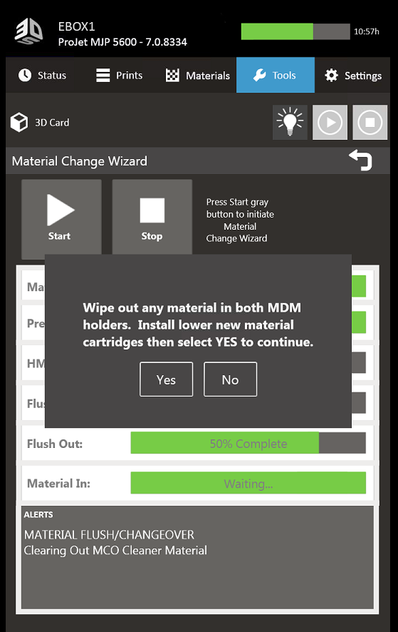 ProJet MJP 5600 MCO - Material Changeover Procedure